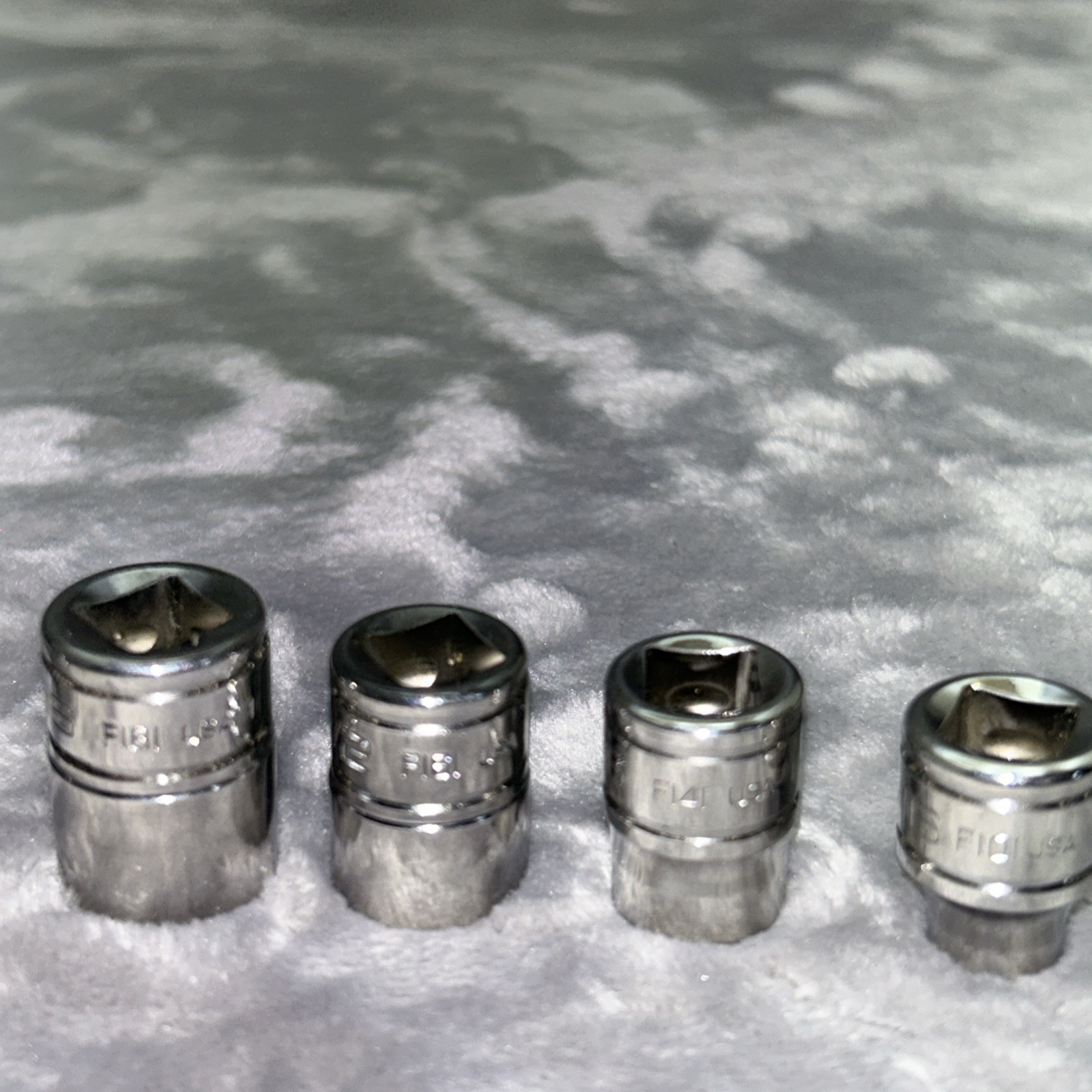 Snap On Tools 9pc Chrome 12pt. SAE Sockets 3/8″ Dr. F1 And F2 7/8-5/16 READ USA