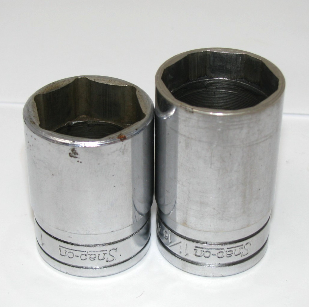 Snap On 3/8 Dr 1″ 1-1/16″ SAE Chrome Oil Pressure Sender Unit Sockets A118 A119A