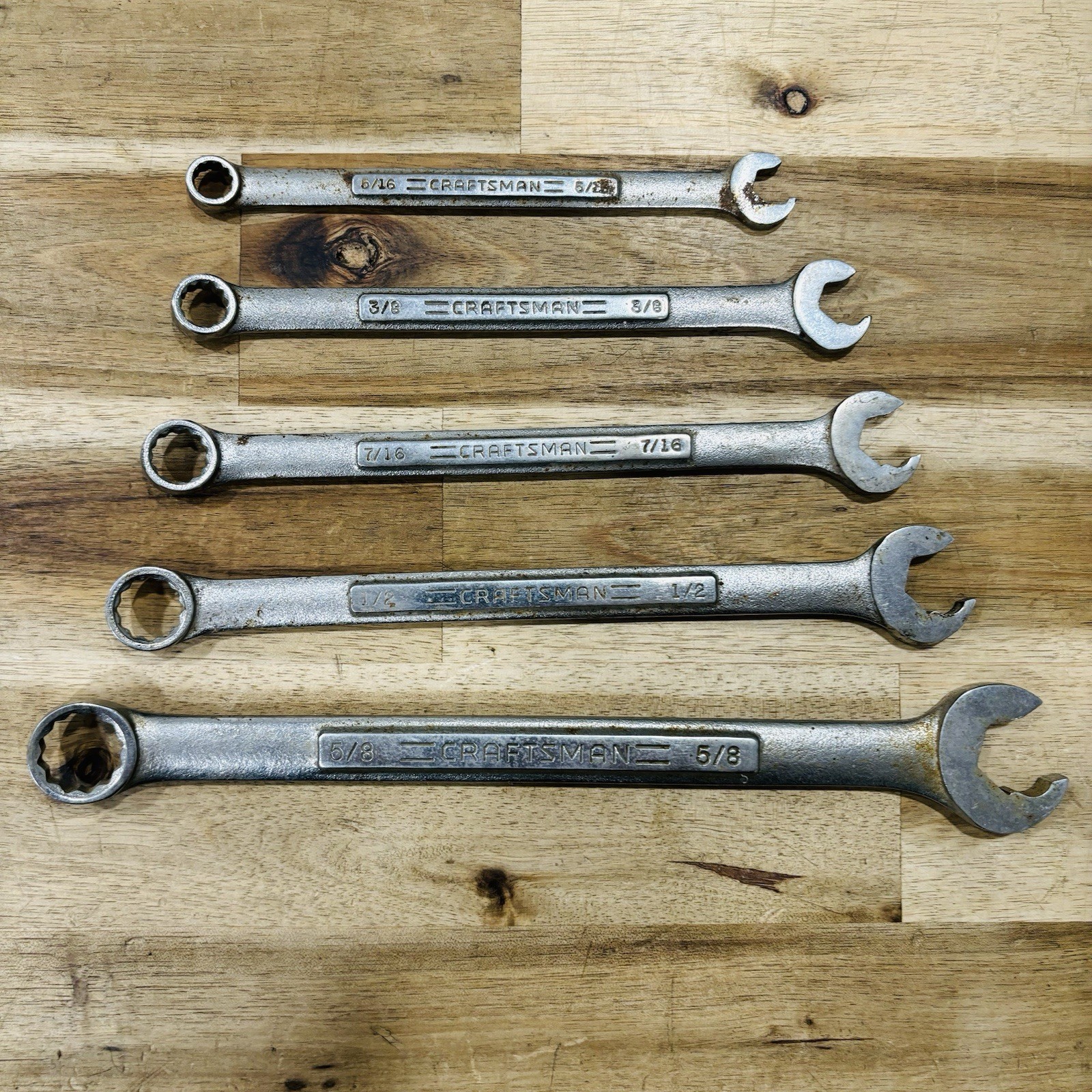 Lot of 5 Craftsman USA Combination Speed Quick Wrenches VA Series 5/16” to 5/8”