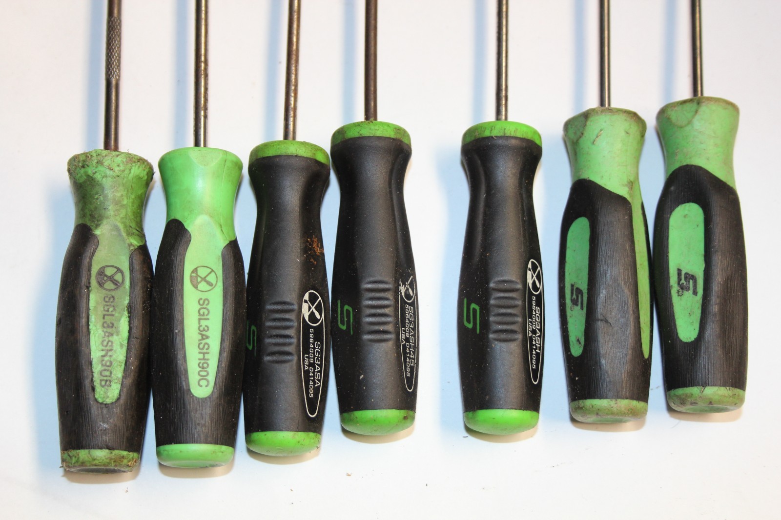 Snap-on Instinct® Miniature Pick, Hook & Awl Set 7 Piece Green Handle Set USA