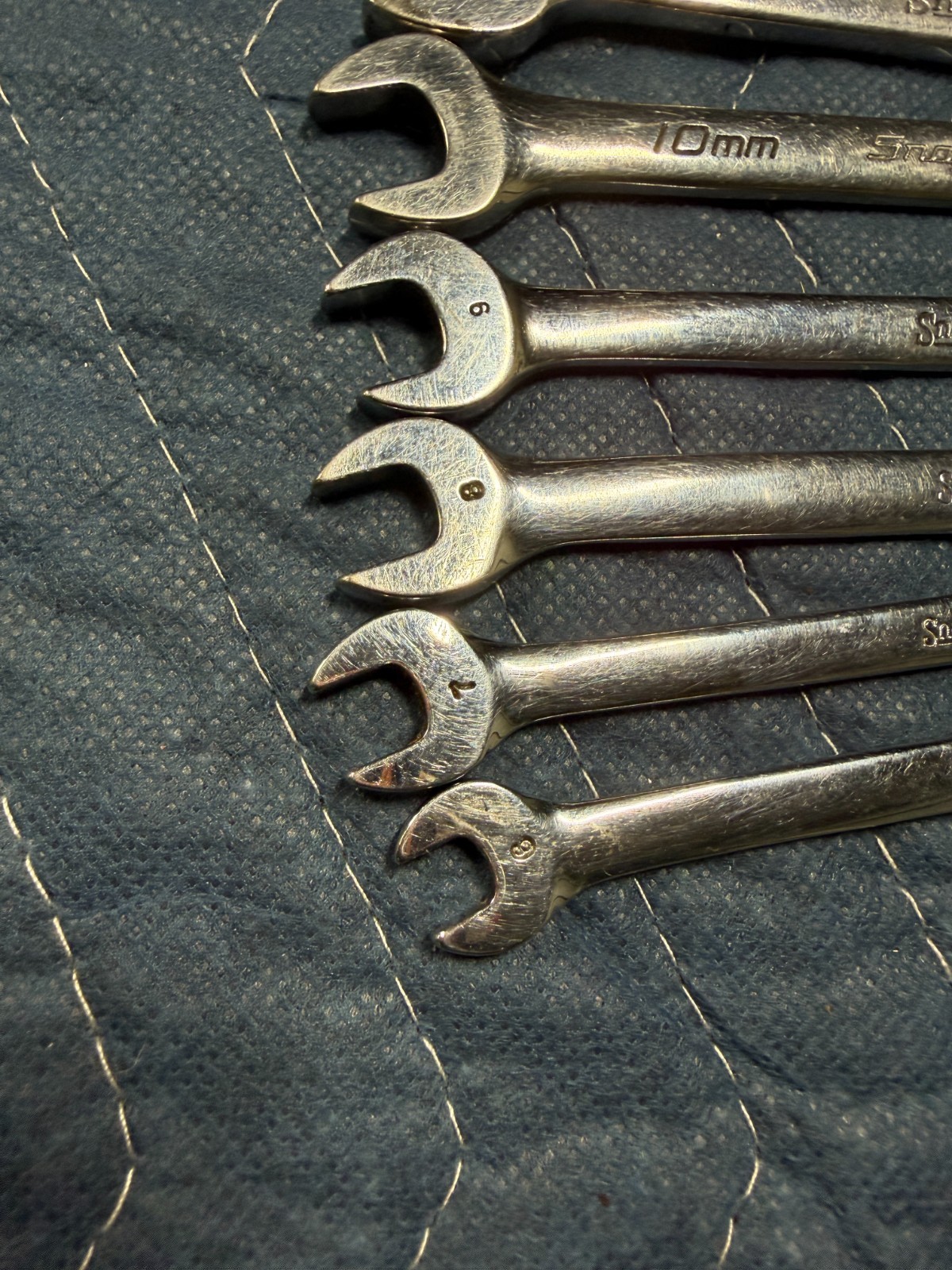 7 pc Snap-On USA Metric Mid Length 12-point Metric Combination Wrench Set OEXM