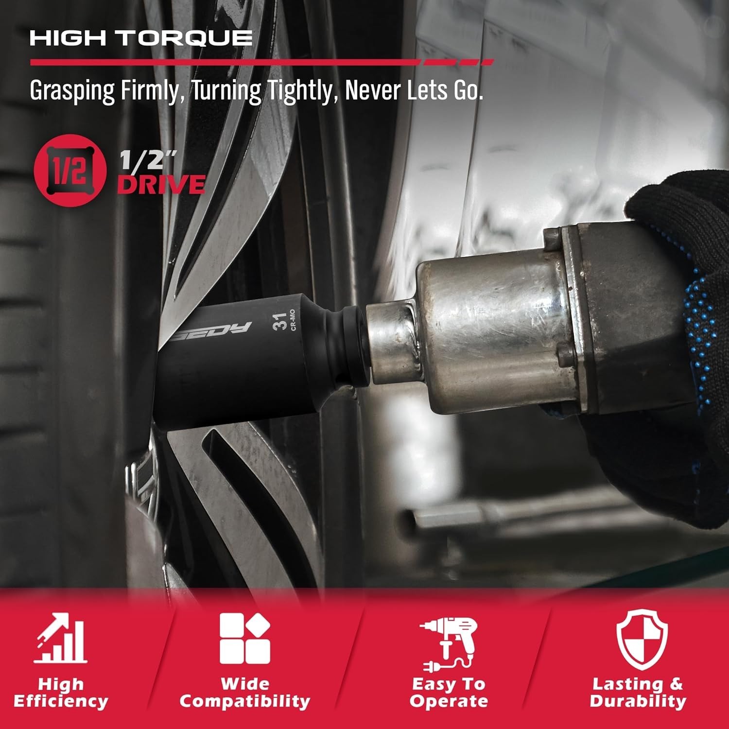 1/2 Drive Deep Impact Socket Set: 11-Piece Metric Size Wheel Axle Nut Wrench …