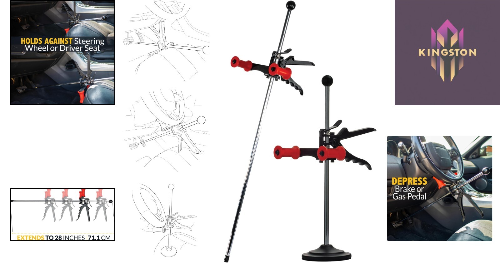 Universal Brake Pedal & Steering Wheel Holder for Precise Auto Maintenance Tasks