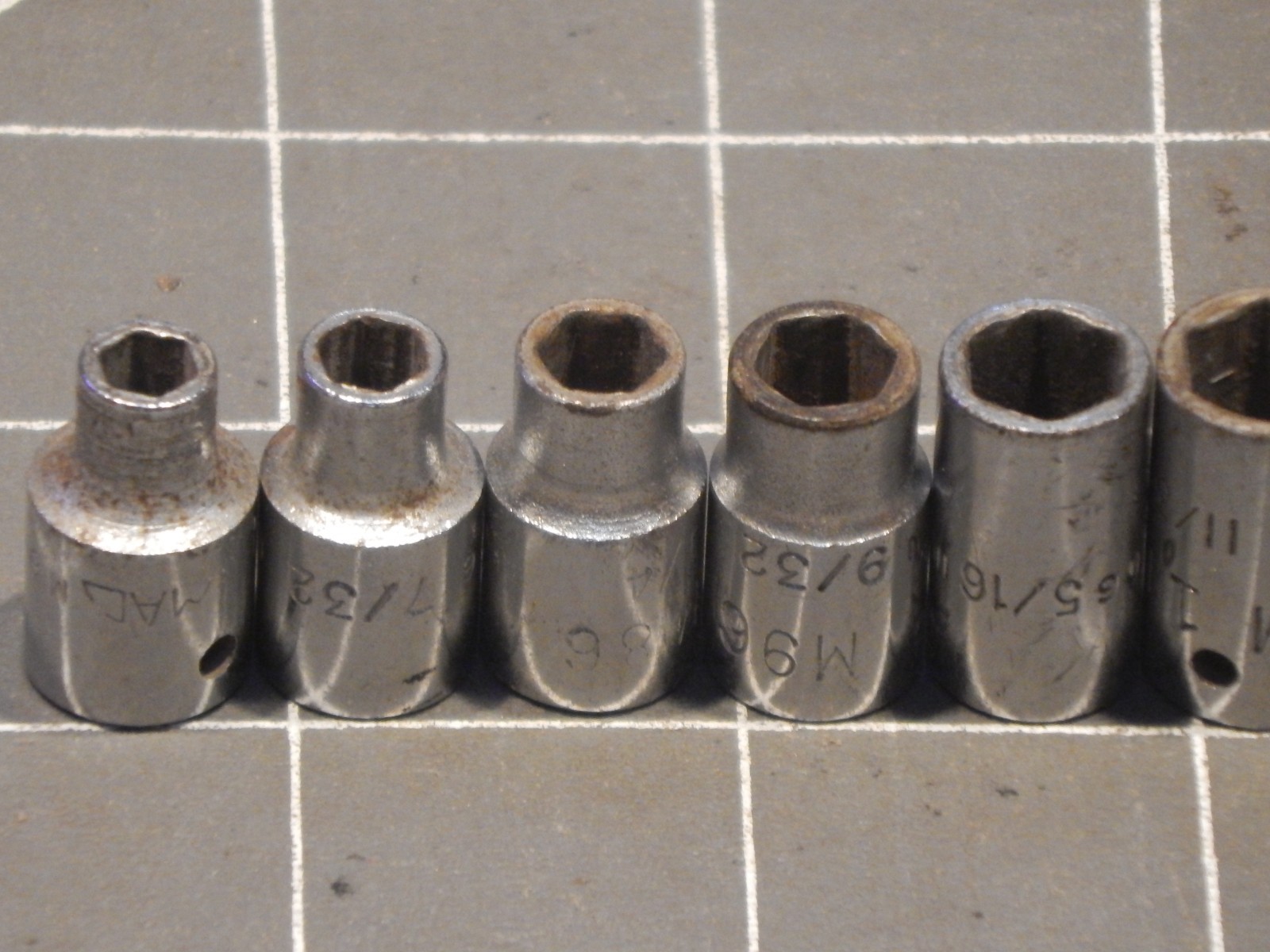 Vintage Mac 10Pc 1/4″ Drive SAE Shallow Socket Set 3/16″ 9/16″ 6Pt Dr M M66