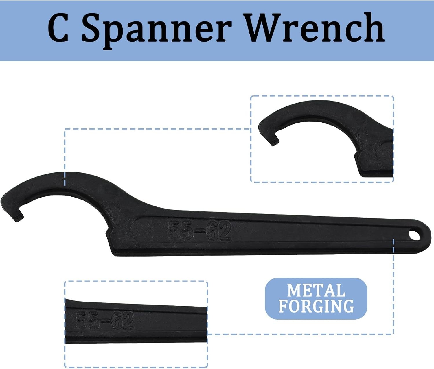 Mechanical C Hook Spanner Wrench – Versatile Carbon Steel for Nuts and Bolts