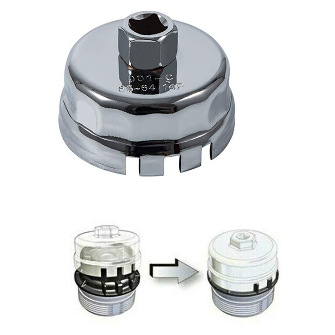 64mm 14 Flutes Oil Filter Wrench Cap Socket Removal Tool For Toyota Lexus Scion