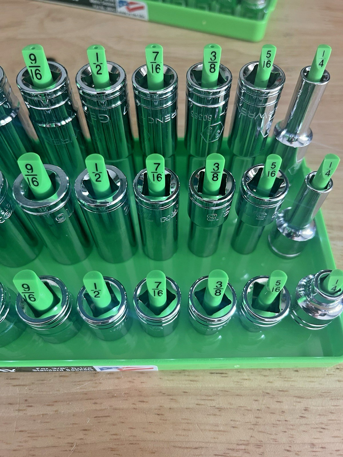 GearWrench 3/8” Metric & SAE Shallow Mid Deep 6 pt Sockets w/ Hansen Trays