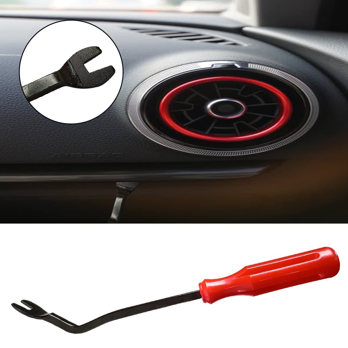 Ergonomic Car Panel Clip Puller – Durable Red Tool for Easy Fastener Removal