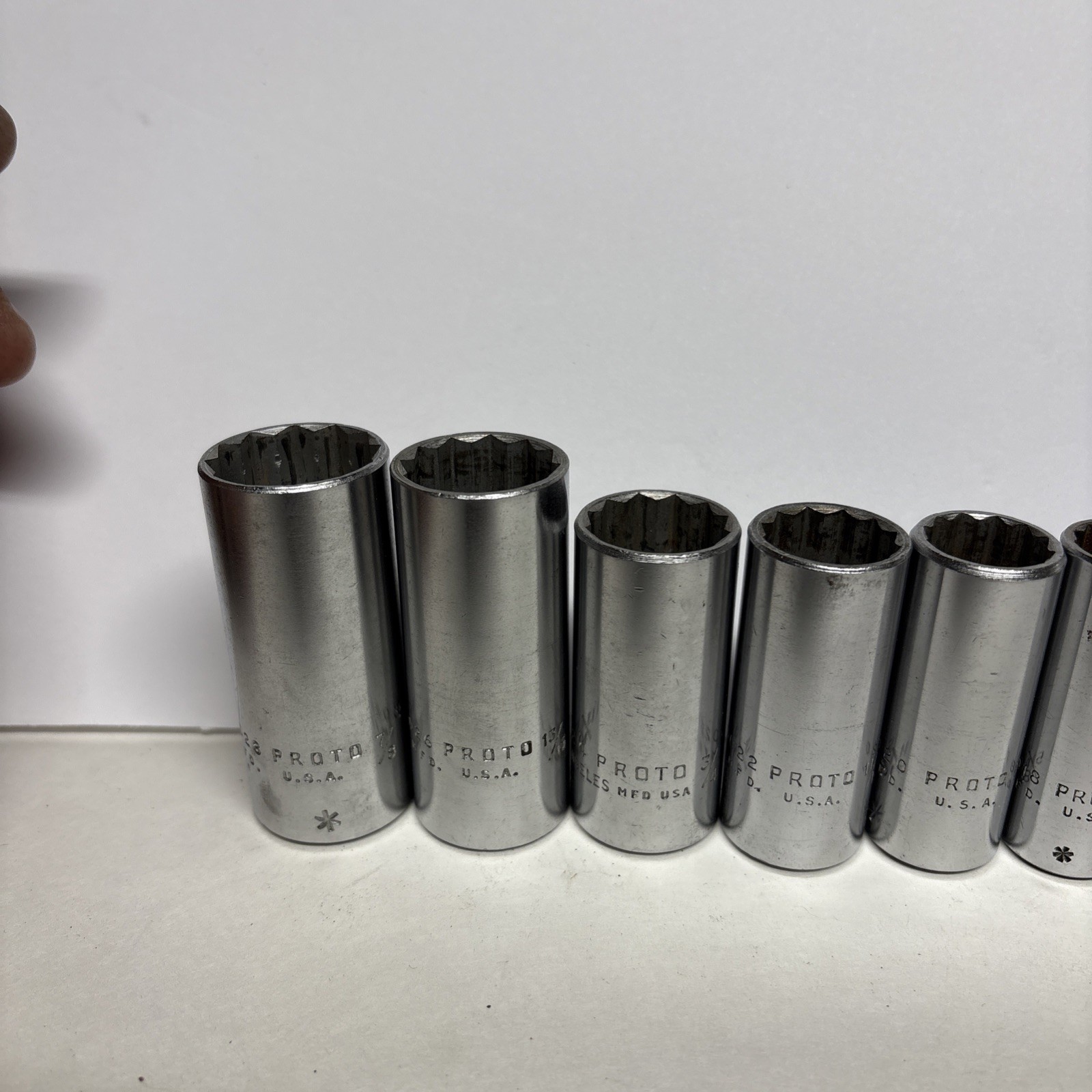 PROTO 3/8” Ratchet No. 5249 & PROTO 9 Piece 3/8” Drive Deep 12pt. Sockets U.S.A.