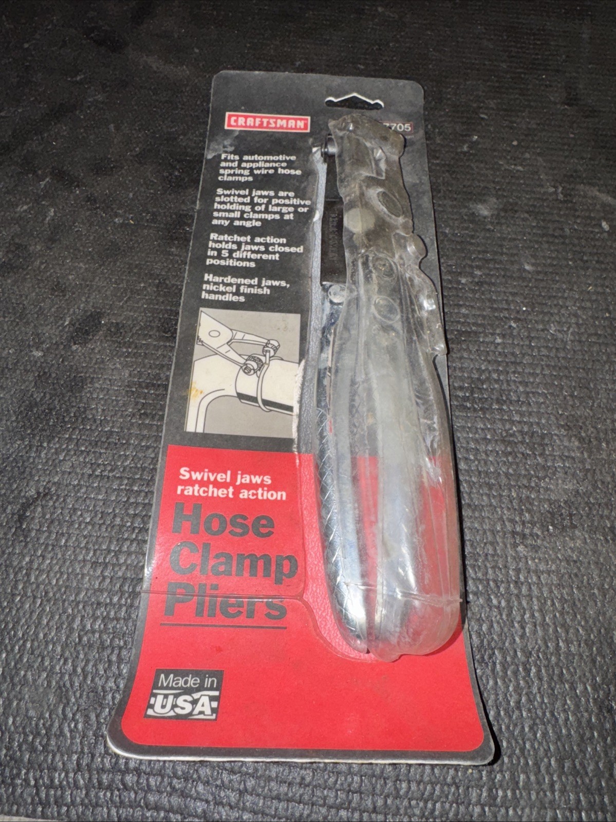 Sears Craftsman USA Nos Hose Clamp Pliers Swivel Jaw 47705 Open Pkg