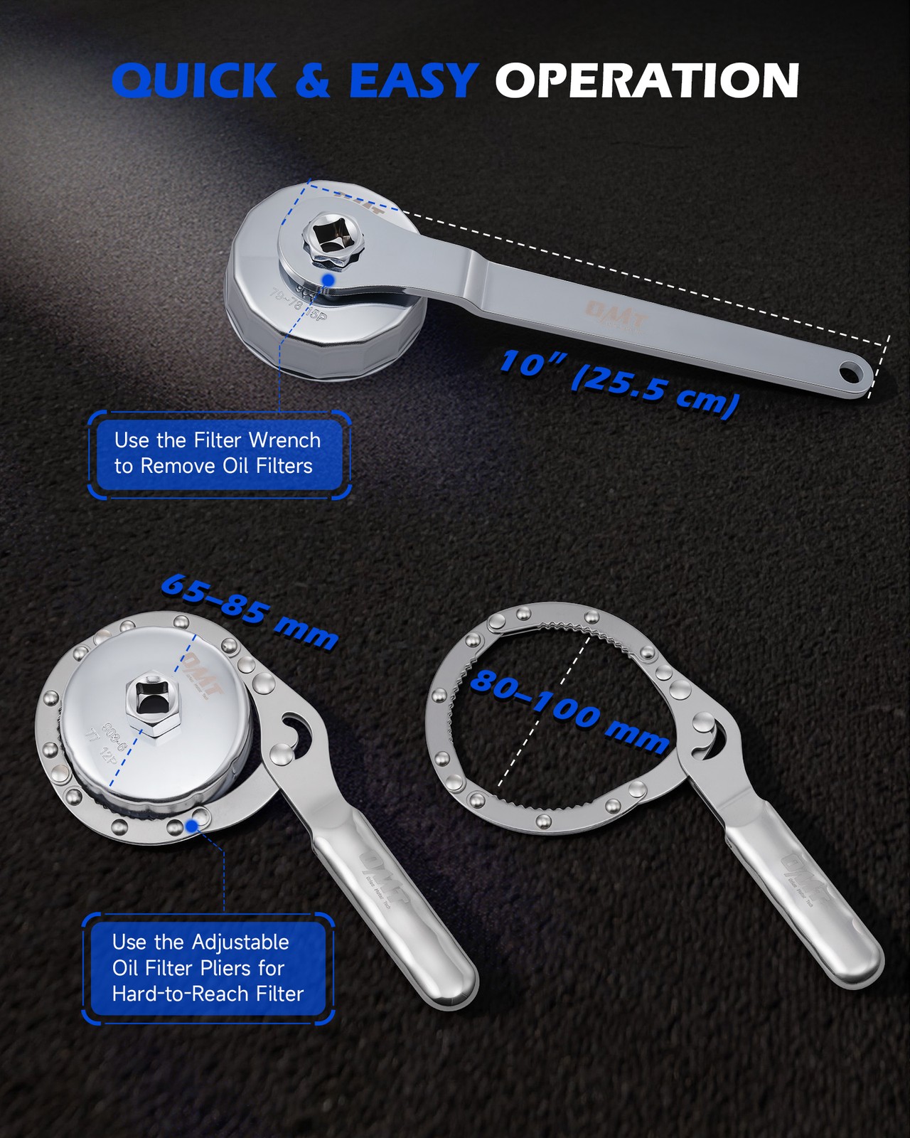 OMT 37pc 1/2″ Drive Oil Filter Socket Kit with 3 Wrenches Oil Filter Change Tool