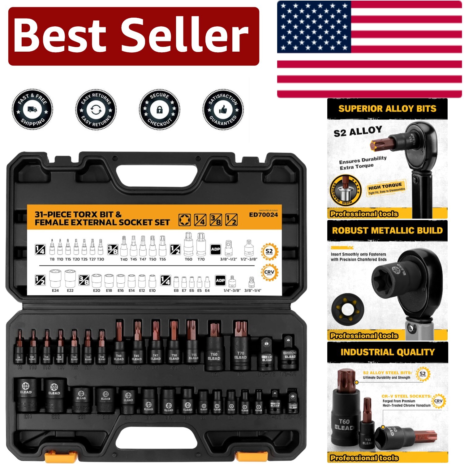 31-Piece Torx Bit Socket Set – CR-V & S2 Steel for Mechanics