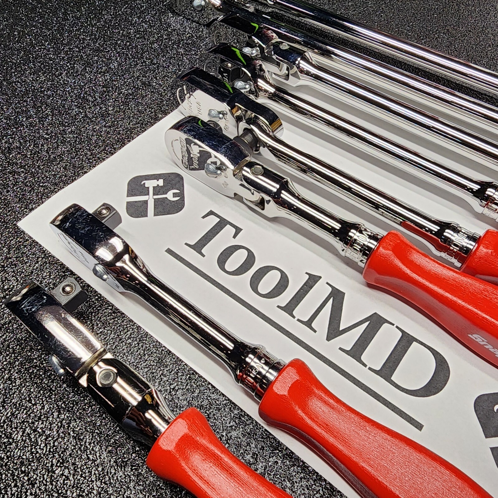 Snap-on Tools NEW 8pc RED Hard Handle 3/8″ Drive Fixed & Flex Head Ratchet Set