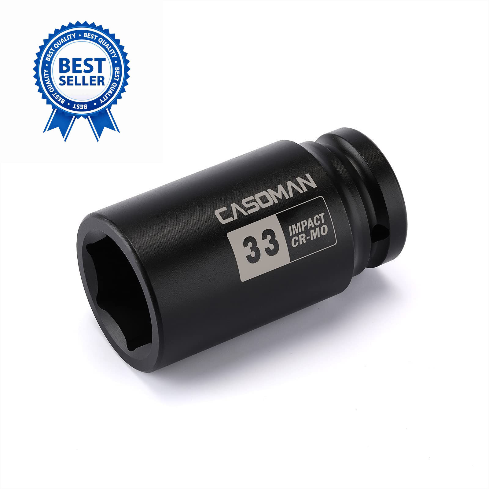 CASOMAN 3/4″ Drive x 33 mm Deep 6 PT Impact Socket, CR-MO, 3/4-inch 33mm