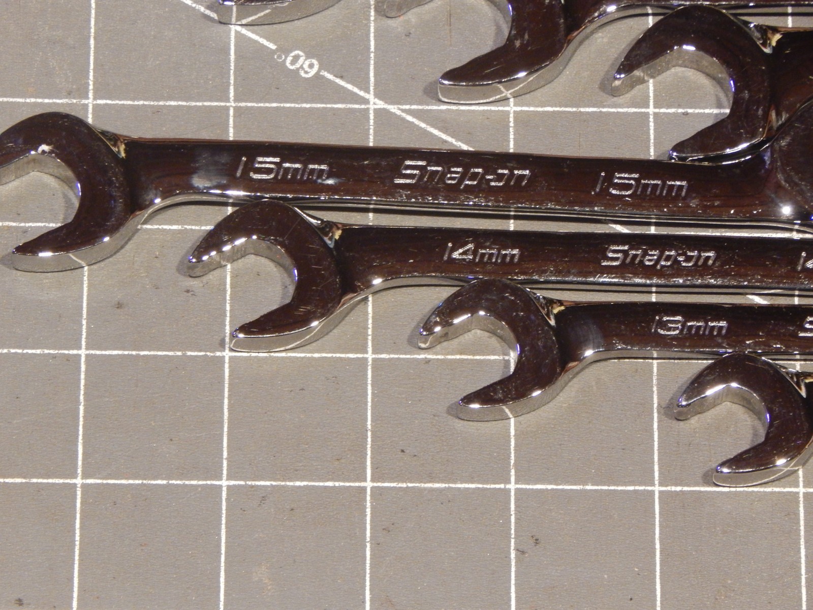 Snap On 14Pc Metric Flank Drive Plus 4 Way Open End Angle Wrench Set 10MM 27MM