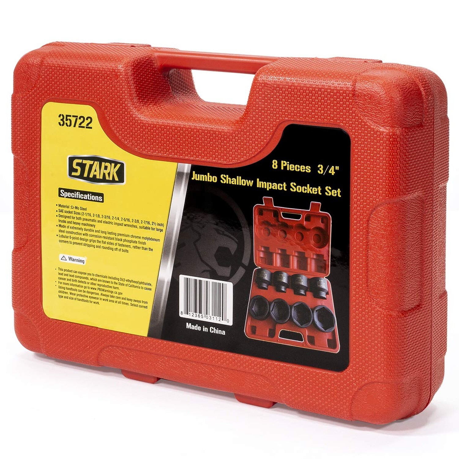 Stark USA Premium 3/4″ inch Drive Large Jumbo Shallow Impact Socket Set SAE (…