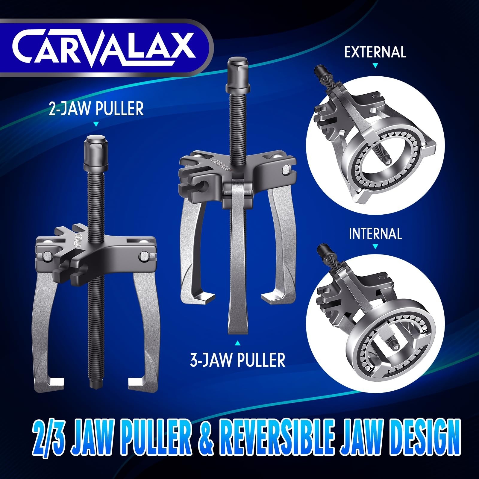 Heavy Duty Gear Puller Set – 2T, 5T & Wide-Spread – Reversible Jaw Bearing Tool