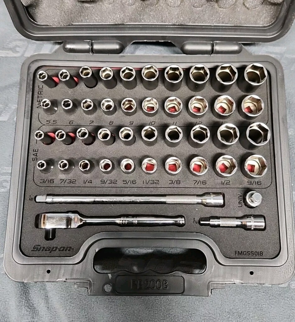 Snap-on 144tmpbfr 44 pc 1/4” drive 6 pt metric sae general service foam set New!