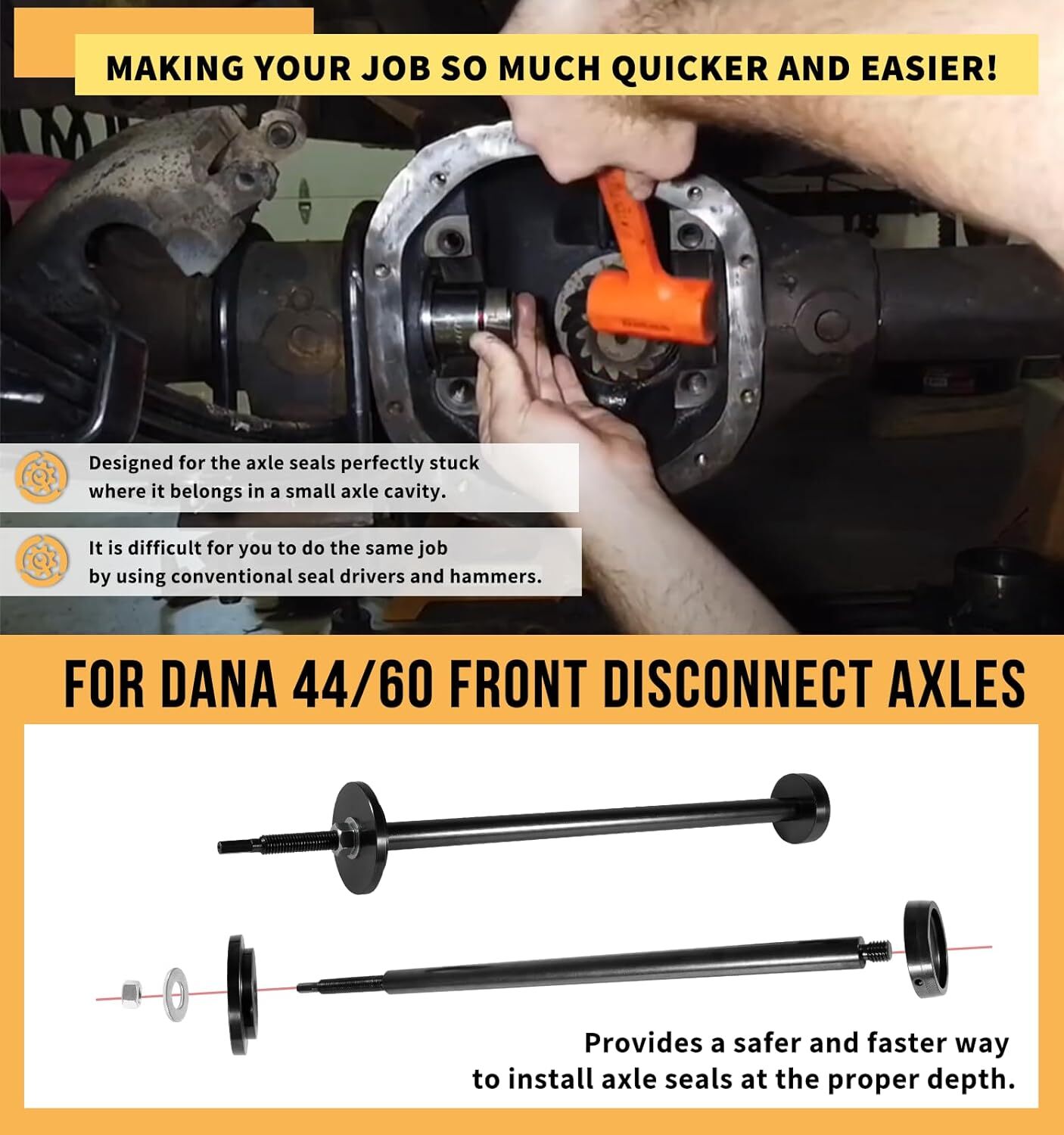 5041A 5041 Front Axle Seal Installer Tool for Dana 44/60 for Chrysler Dodge Jeep