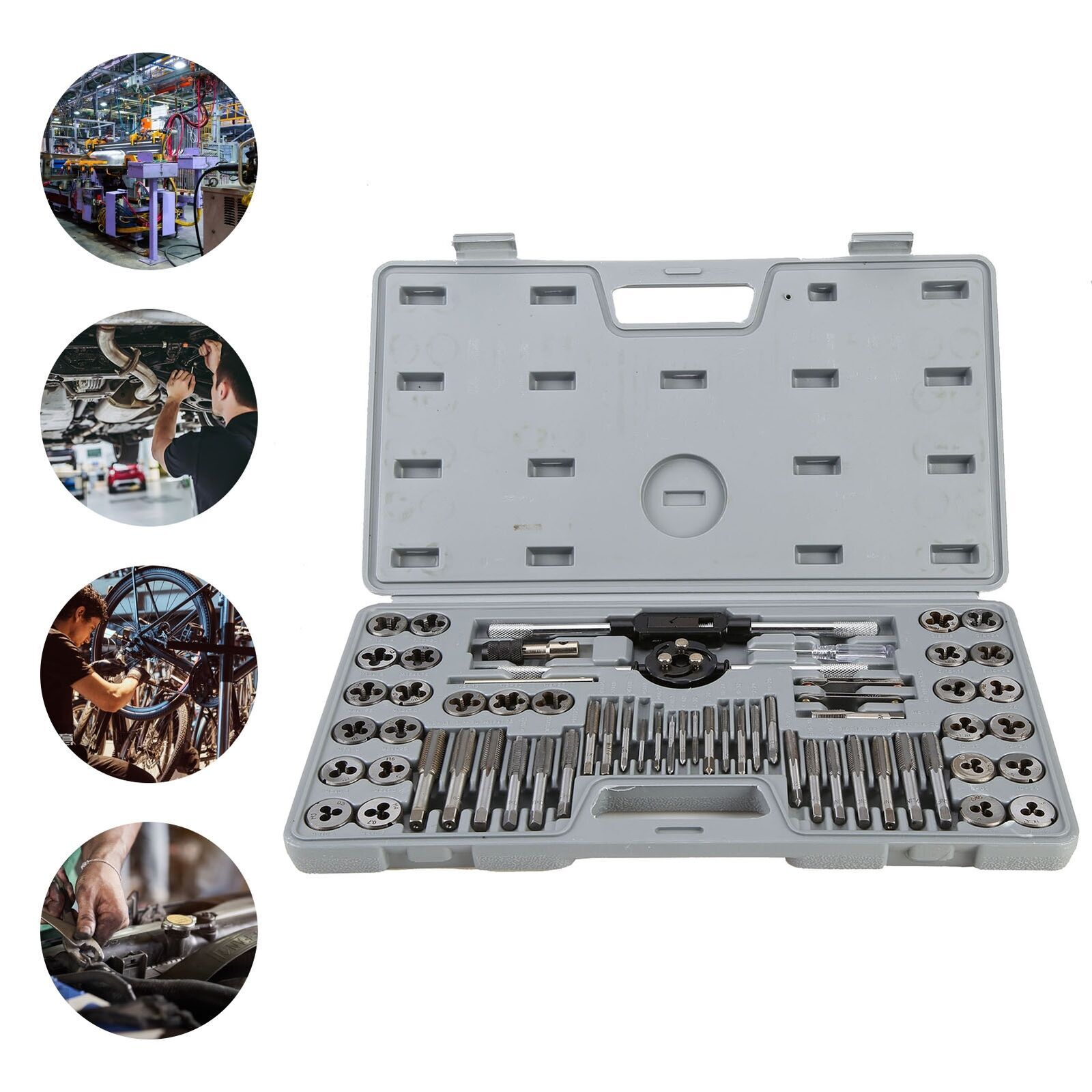 60Pcs Metric SAE Standard Tap and Die Rethread Set Thread Rethreading Kit USA