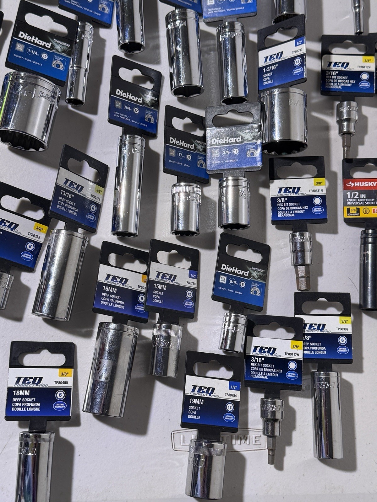 New Lot 60pc Mechanics Sockets Husky Craftsman DieHard TEQ 3/8 1/2 Drive