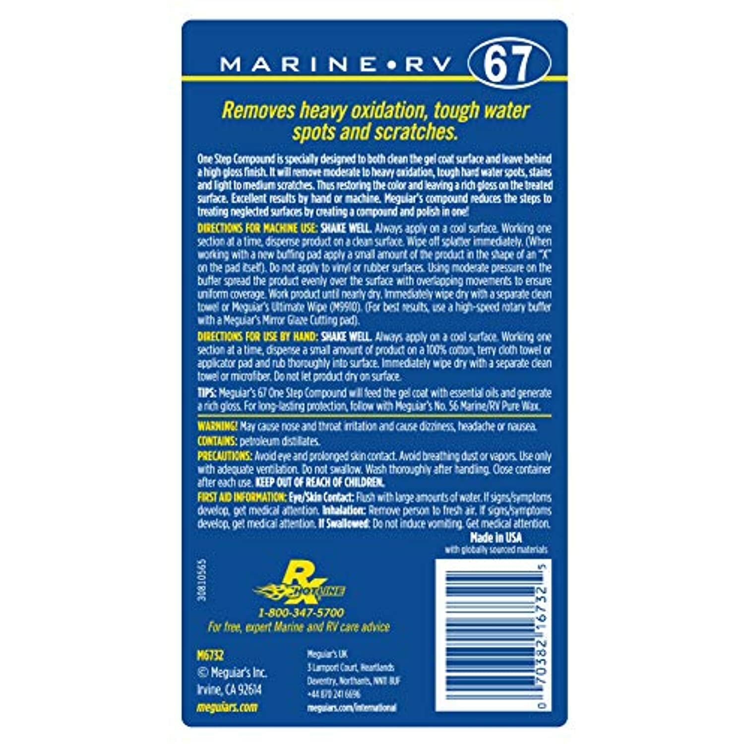 Meguiar’s M6732 Marine/RV One Step Compound, 32 oz