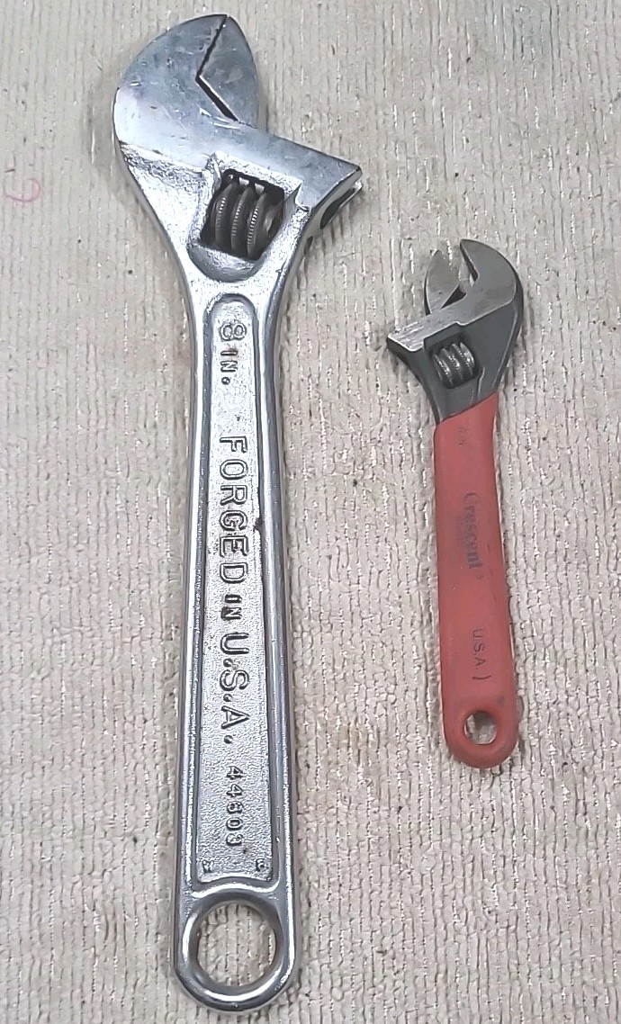 Craftsman Adjustable Wrench 44603 8″ & 4″ Crescent Tools Forged in USA.