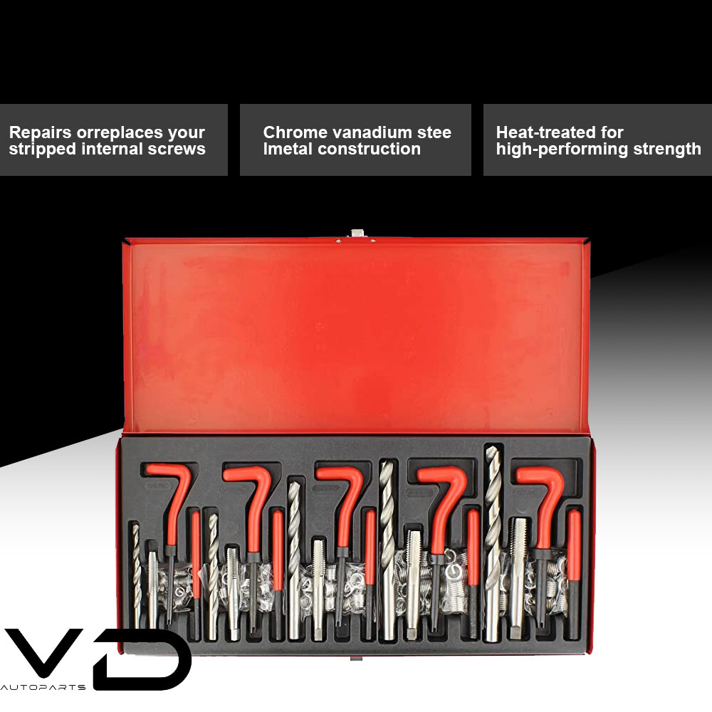 131Pcs Metric M5 M6 M8 M10 M12 Thread Repair Kit Drill Helicoil Repair Kit SAE