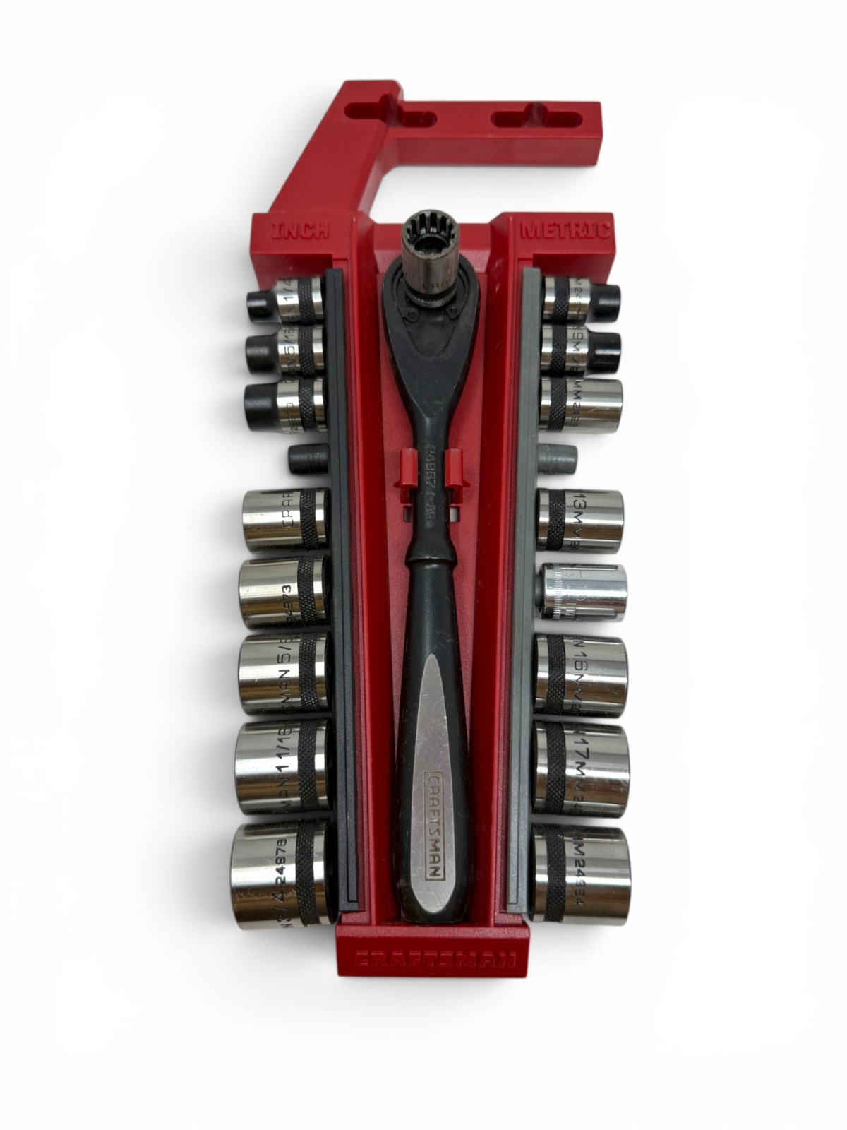 Craftsman 24967 L-AC Universal Ratchet Wrench & Socket Combo Set Lot, 18 Pcs