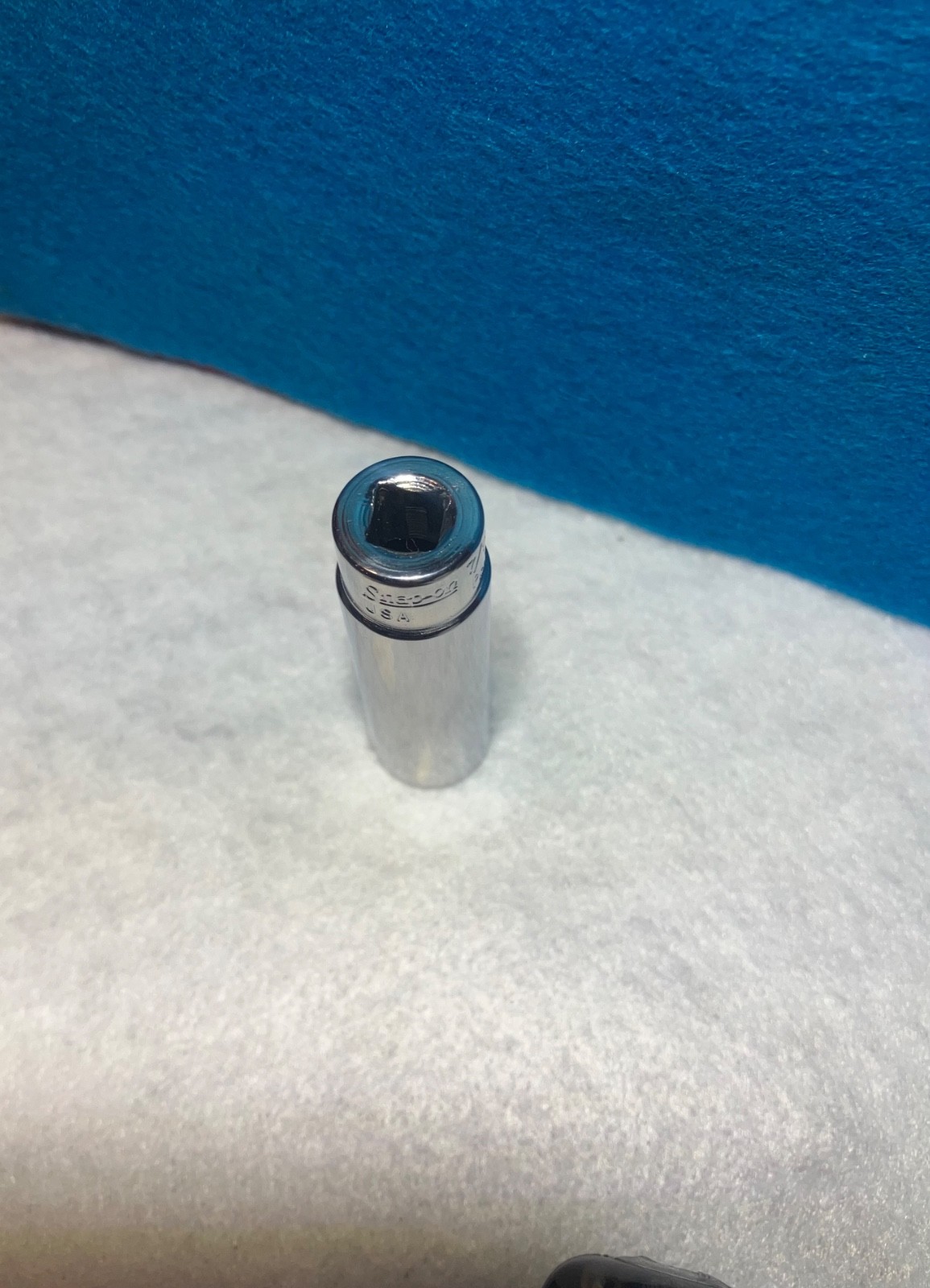 Snap-On STM14 7/16″ SAE 1/4″ Drive Deep Chrome 6-Pt Socket Retro Underline logo