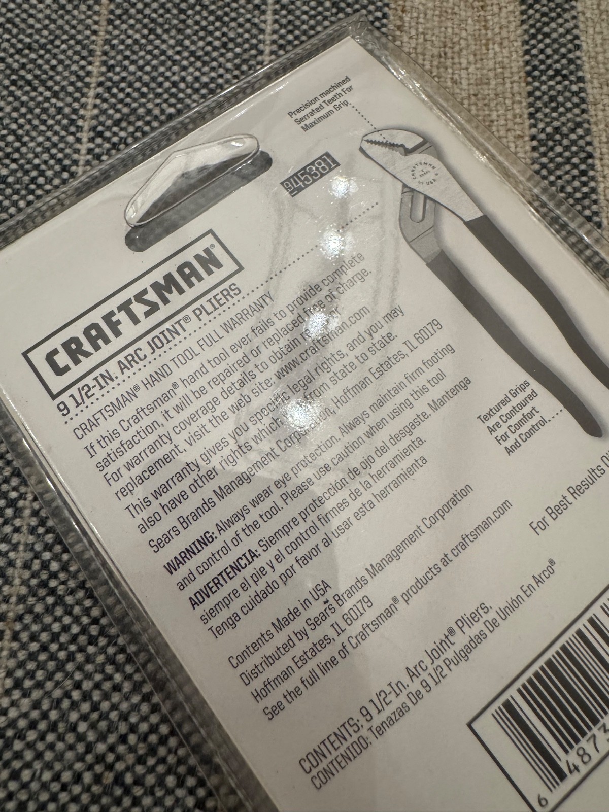 Craftsman 9-45381 9.5” Arc Joint Slip Joint Pliers USA NOS Vintage