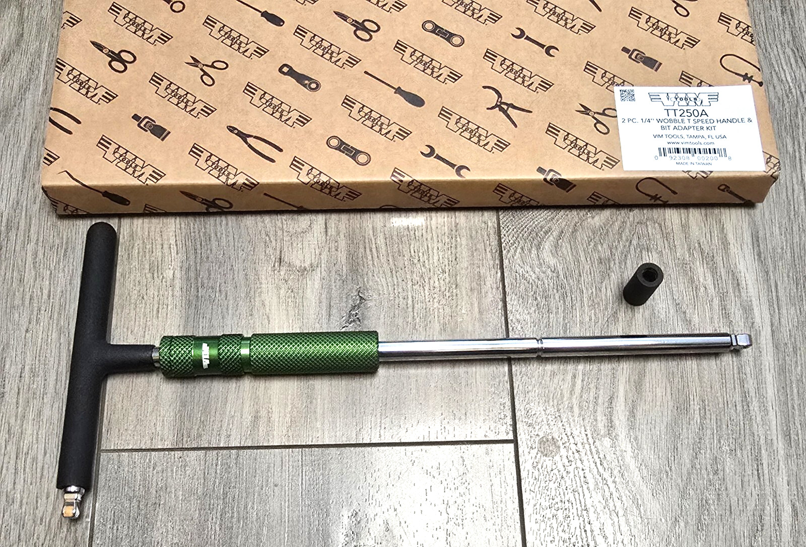 VIM 1/4 Wobble/Straight Spinning T-Handle Speed Driver + 1/4 Hex Adapter #TT250A