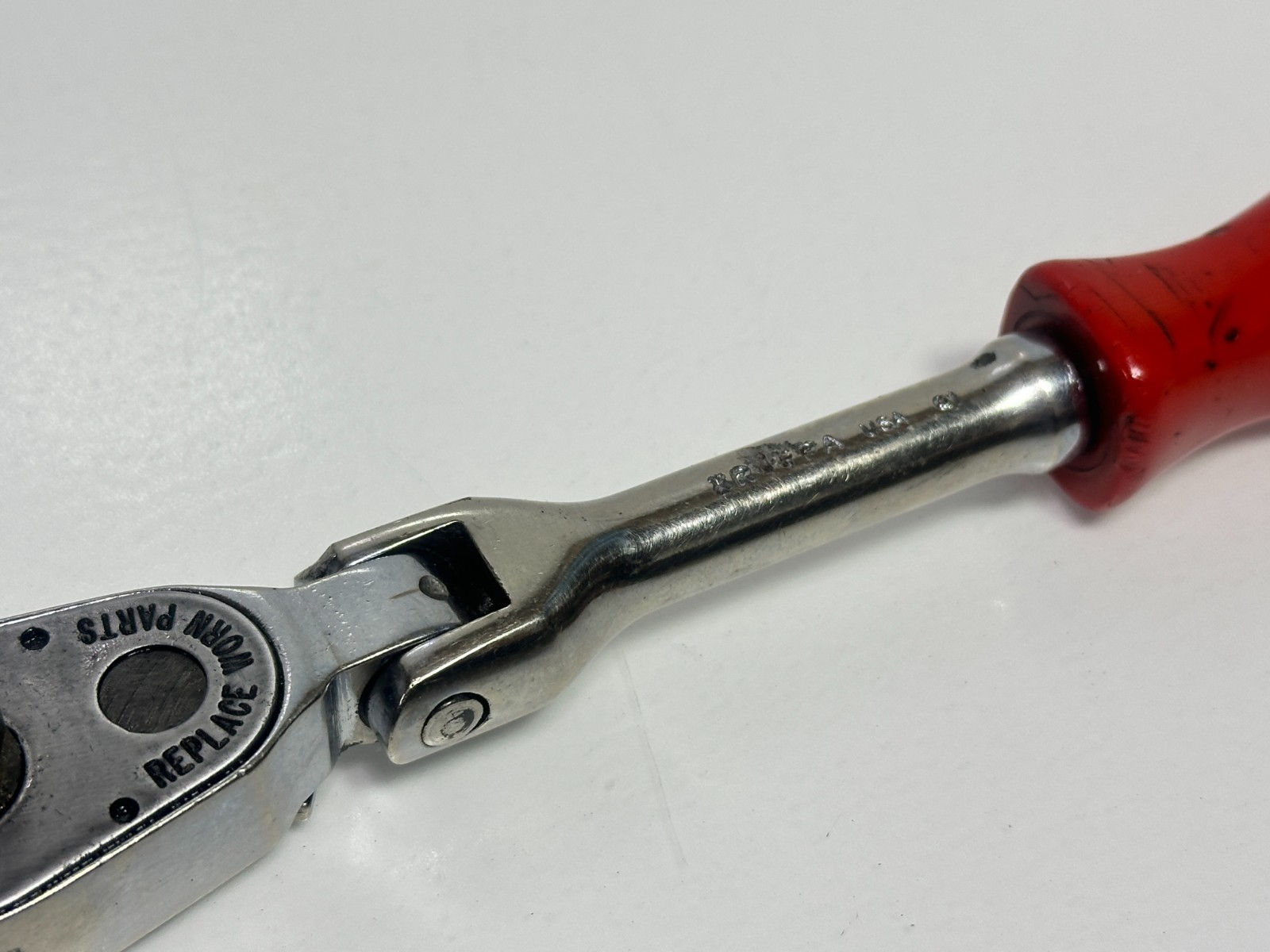 MAC Tools USA XR8FPA 3/8″ Drive Flex Head Ratchet, Red Hard Handle