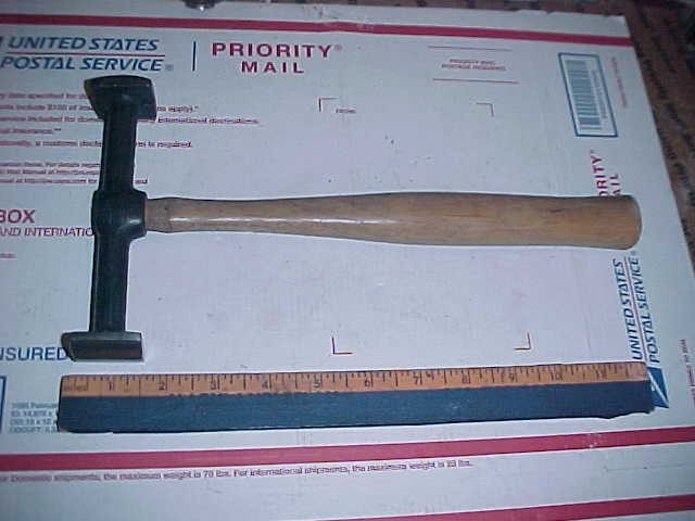 Auto Body Vtg. Reverse Curved Wide Head Hammer Looks Unused Nice Shop Dolly Tool
