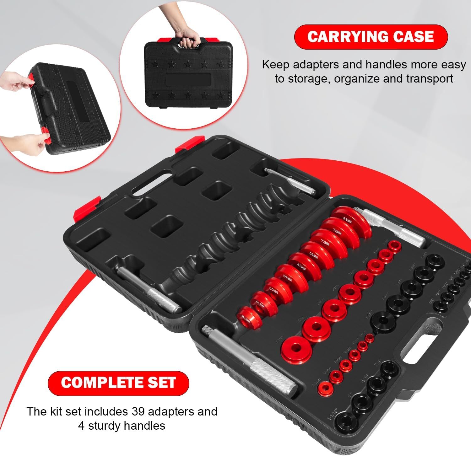 For Bearing Installation Bearing Press Kit 43 pcs Bearing Race & Seal Driver Set