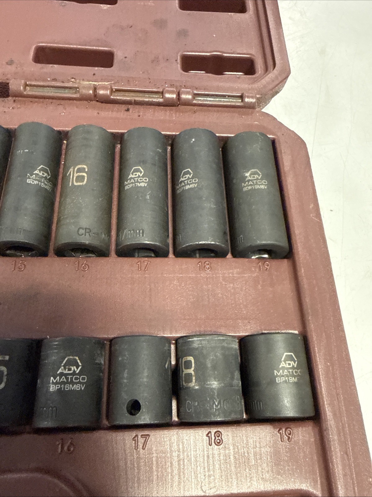 Matco ADV 26 Piece 6 Point Shallow & Deep Impact Socket Set 7mm-19mm Missing 2 C