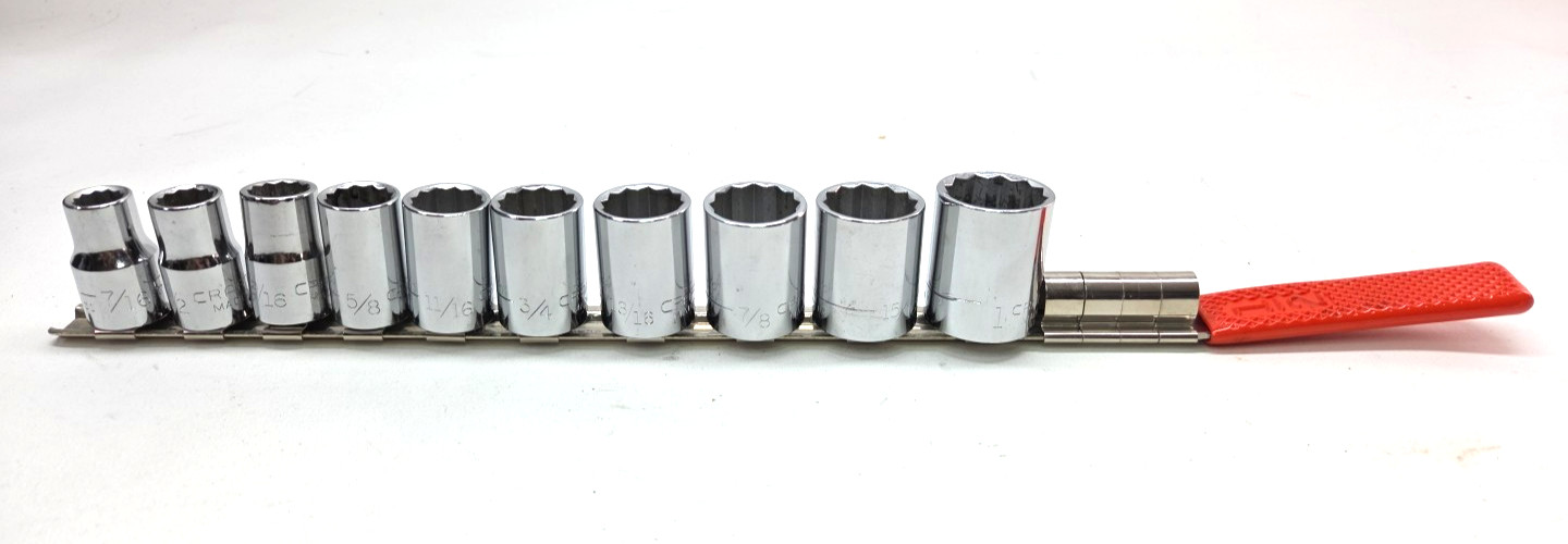 CRAFTSMAN 10 piece 1/2″ Drive SAE Socket Set 12 Point 7/16″-1″ Standard Tool 475