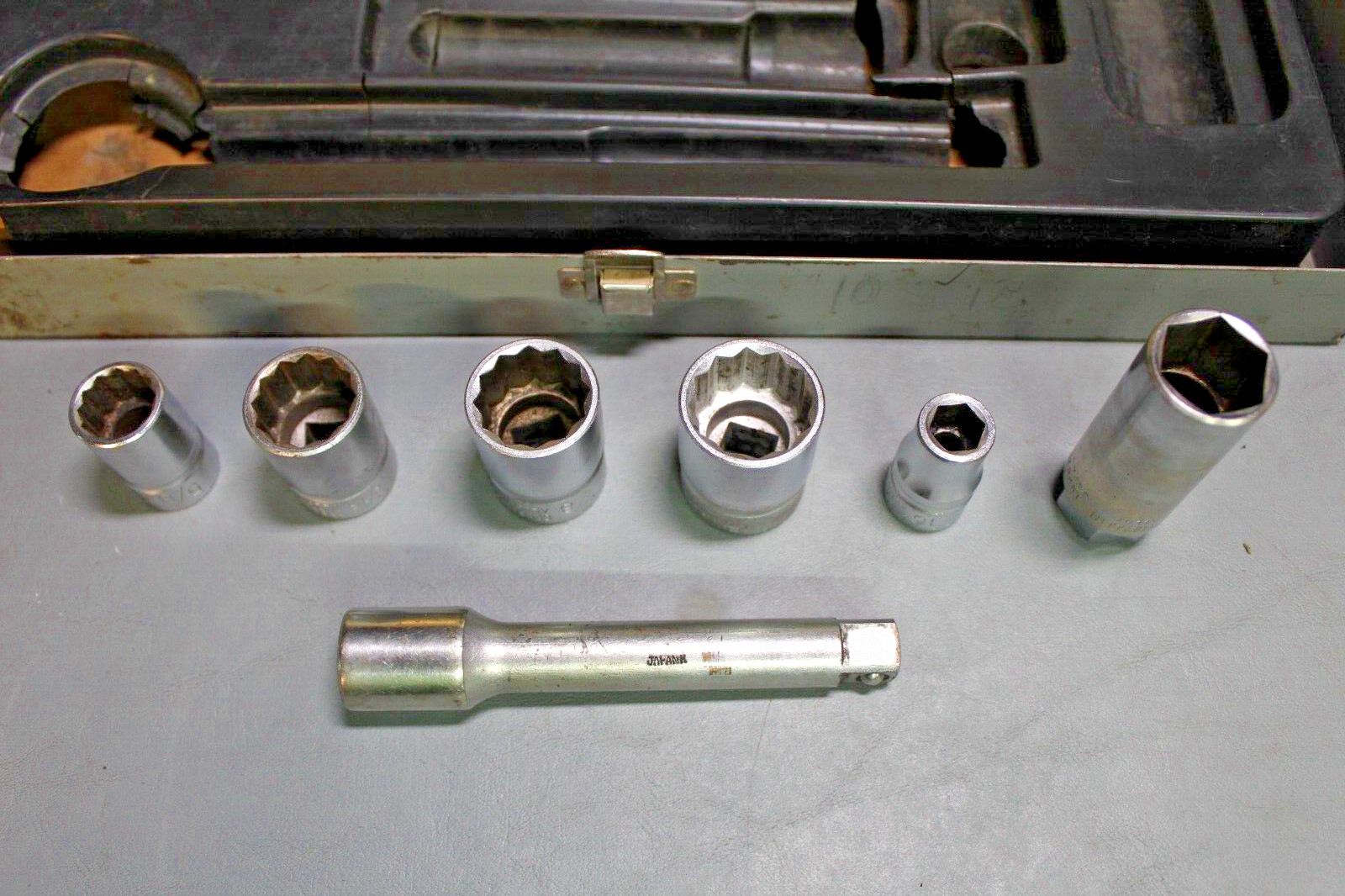 7-Piece Crescent 1/2″ Drive Socket Set in Metal Case LSB-12 Chrome Alloy Vintage