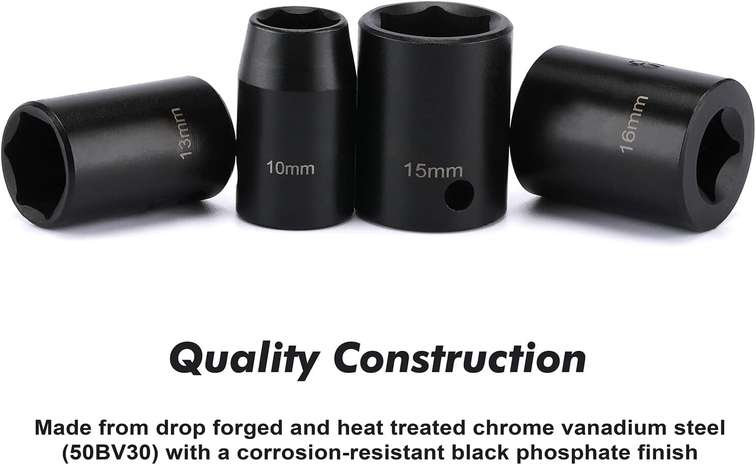 13 pc 3/8″ Dr. 6 POINT Metric Shallow Impact Socket Chrome Vanadium CRV Set