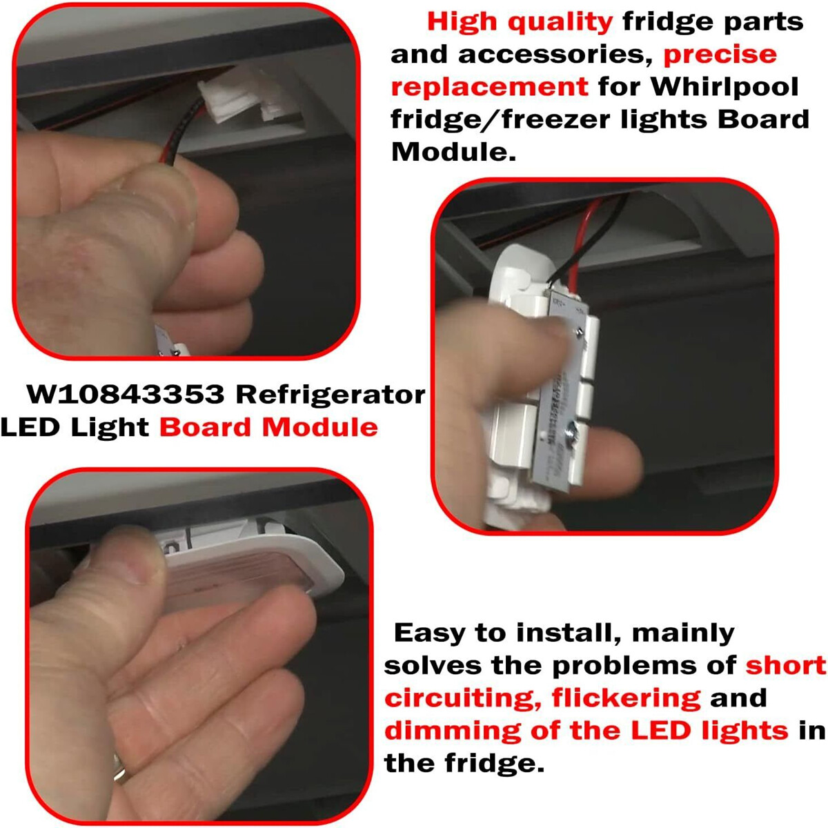 W10843353 Refrigerator LED Light Board Module for KitchenAid,Kenmore & Whirlpool