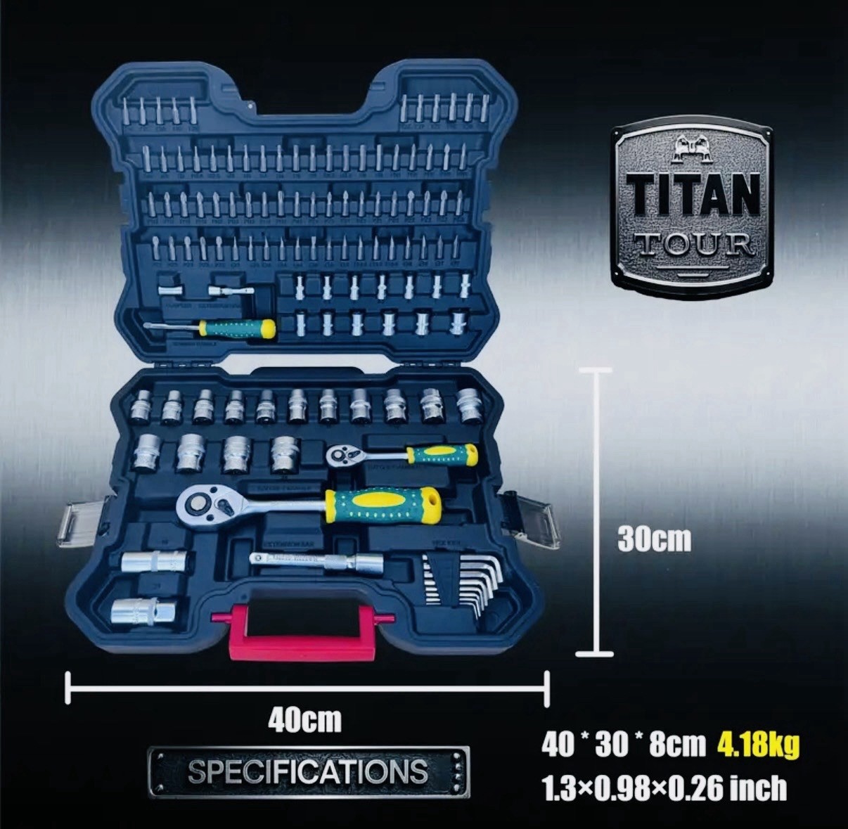 115pcs Professional Socket Wrench Tool Set, Durable Ratchet Wrench, 1/4″ & 1/2″