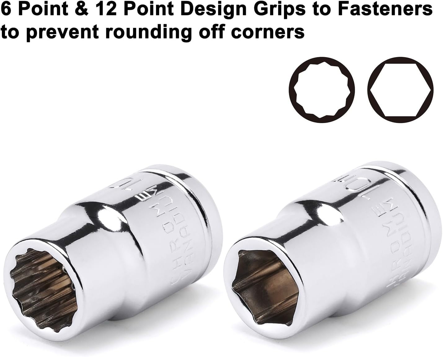 3/8-Inch Drive 6-Piece Impact Socket Set with Corrosion-Resistant Chrome Finish