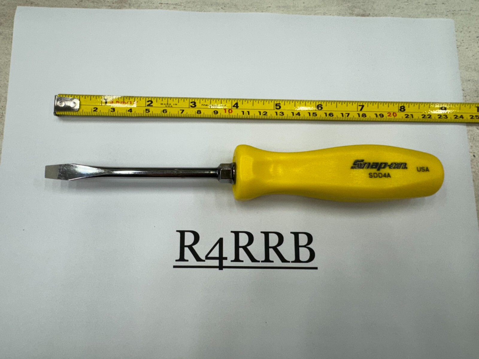 Snap-on Tools NEW CLASSIC YELLOW Hard Handle 1/4″ Flat Head Screwdriver SDD4AY