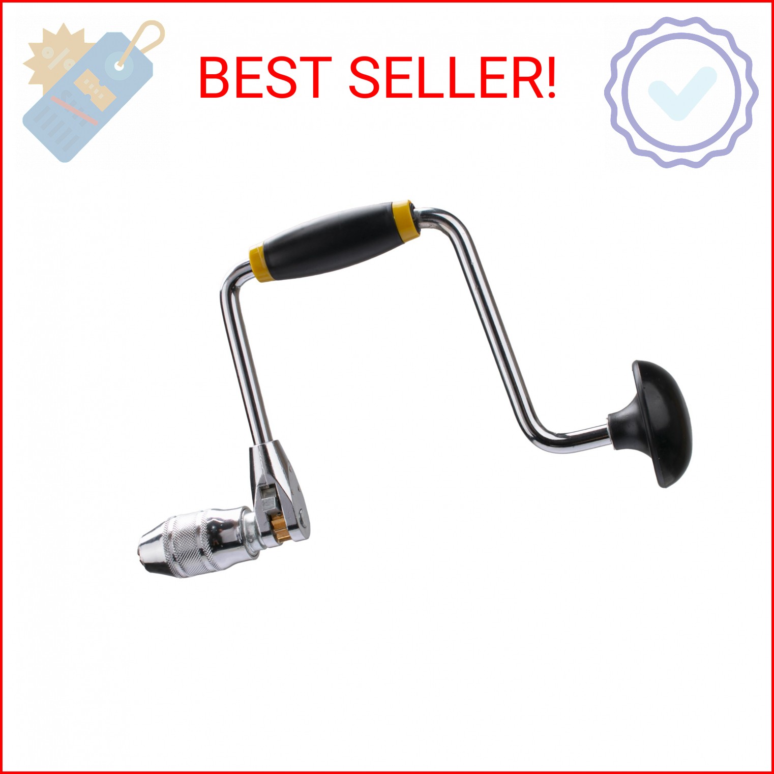 LikeLion Professional Carpenters Bit Brace Hand Crank Drill with 12-Inch Swing A