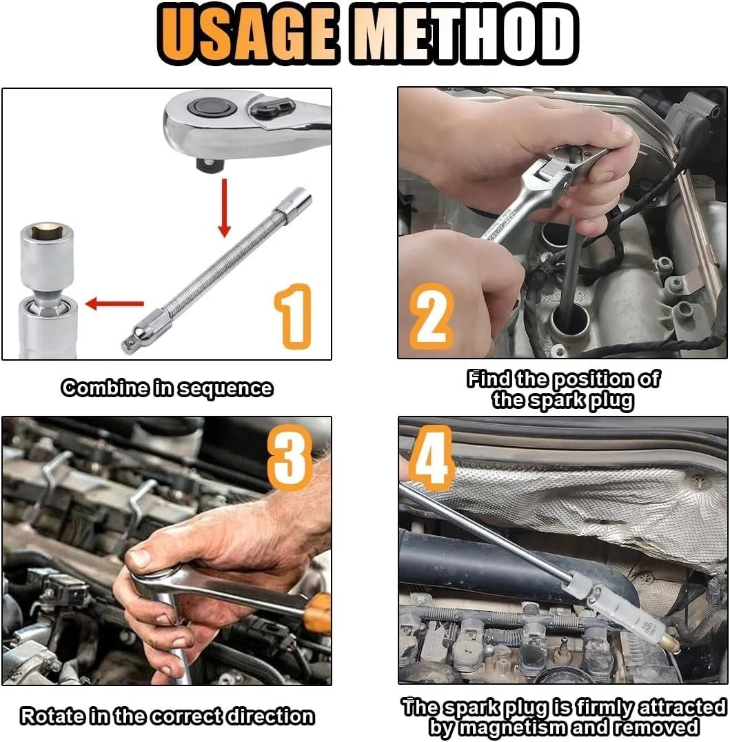 5/8 Magnetic Swivel Spark Plug Socket 16mm-Short for Effortless Removal