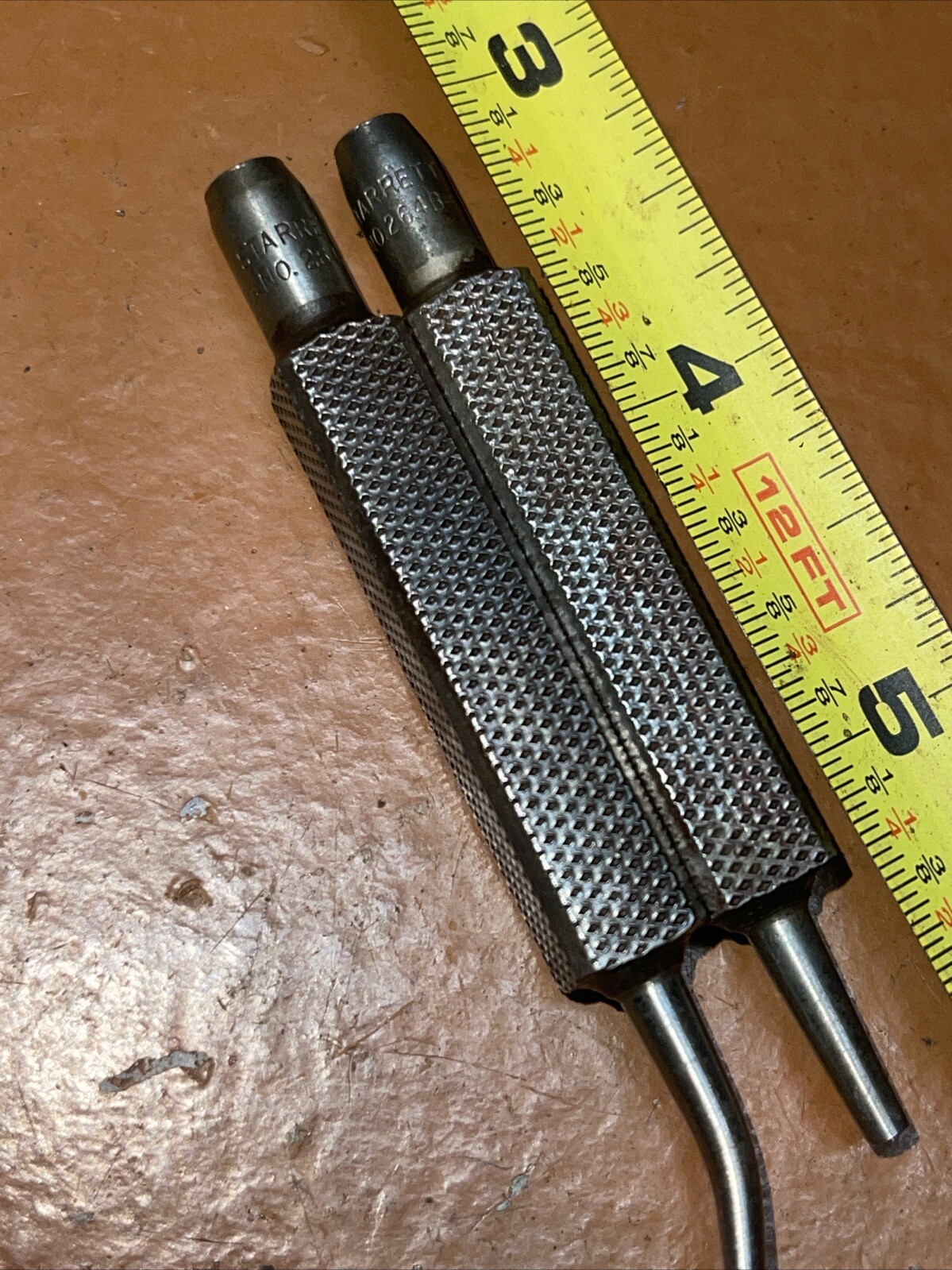 Vintage Starrett USA 264B Short Stubby Center Punch Set Knurled Grip 2 Piece