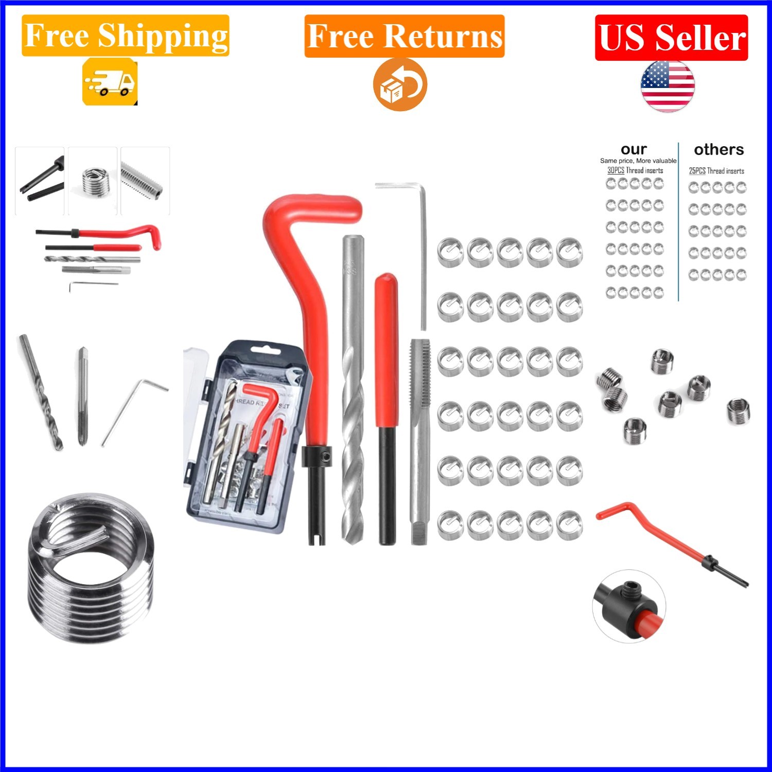 35 Pcs M6 x 1mm Thread Repair Kit in Silver for Auto Repairs