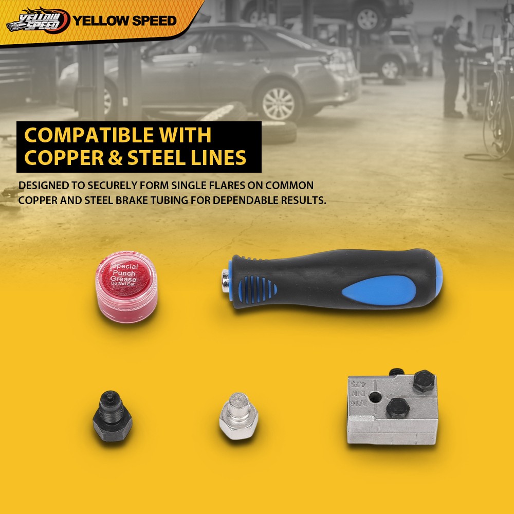 Universal Handheld Car Brake Line Flaring Tool Kit 3/16» Single Flare W/Storage