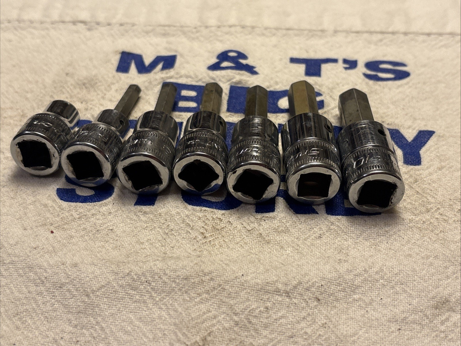 1990 Snap-on Tools USA 3/8″ Drive 7pc Metric Hex Bit Socket Set 4-10mm 207EFAMY