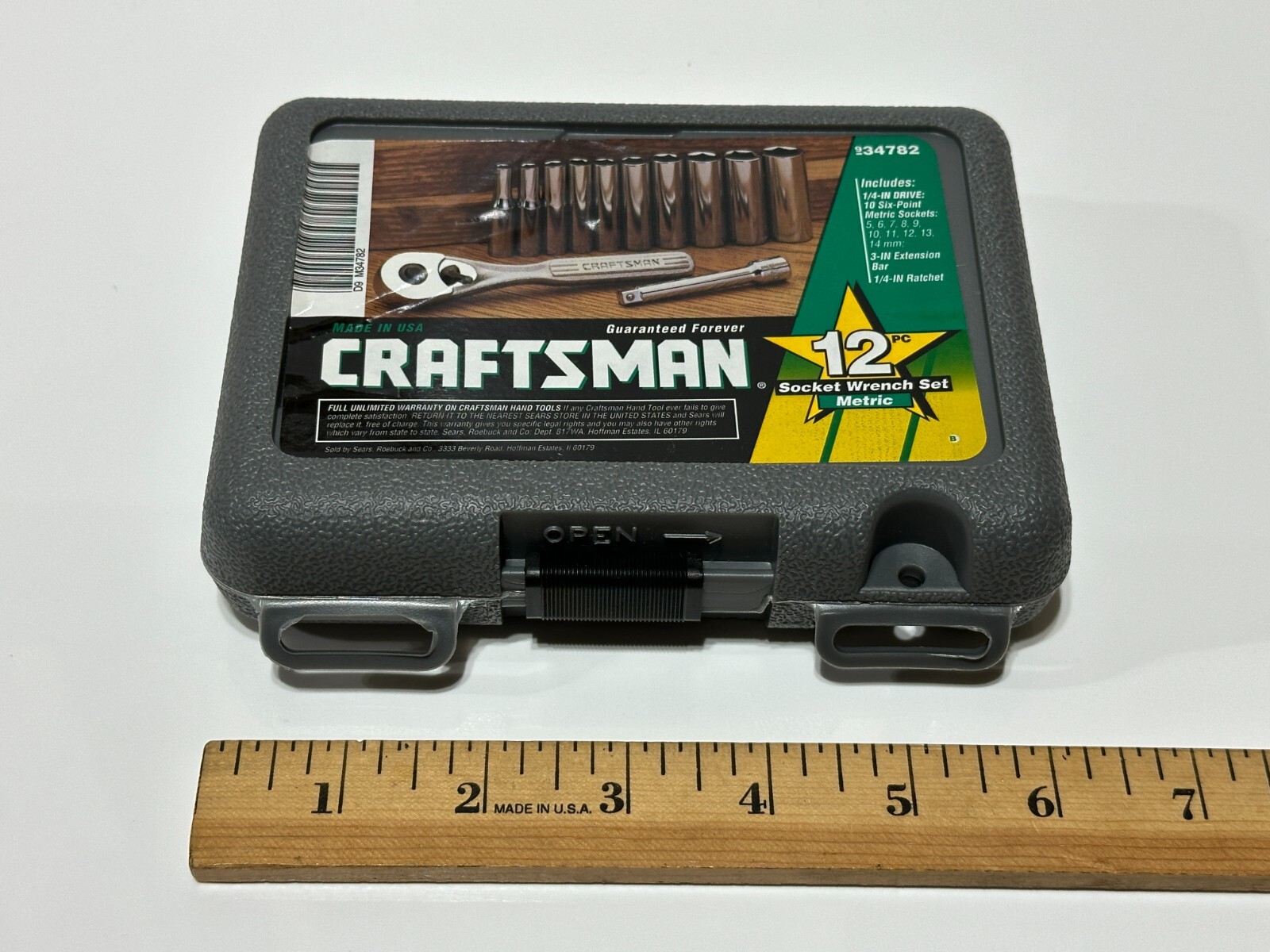 Craftsman Tools USA 34782 NEW 12pc Metric 1/4’ Drive Socket Ratchet Set, 6 Point